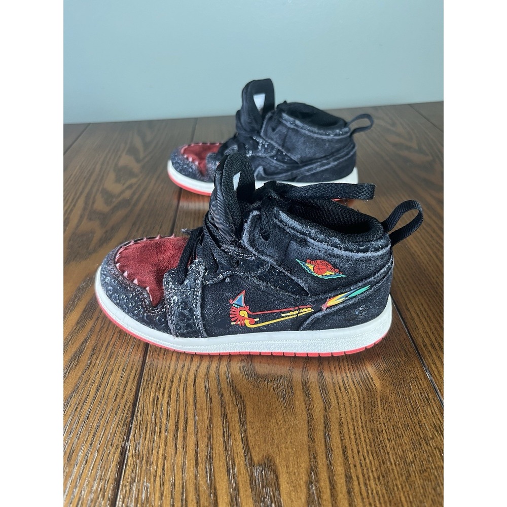 Nike Jordan 1 Mid SE Siempre Familia 10C Toddler Shoes Black Red DN5120-001